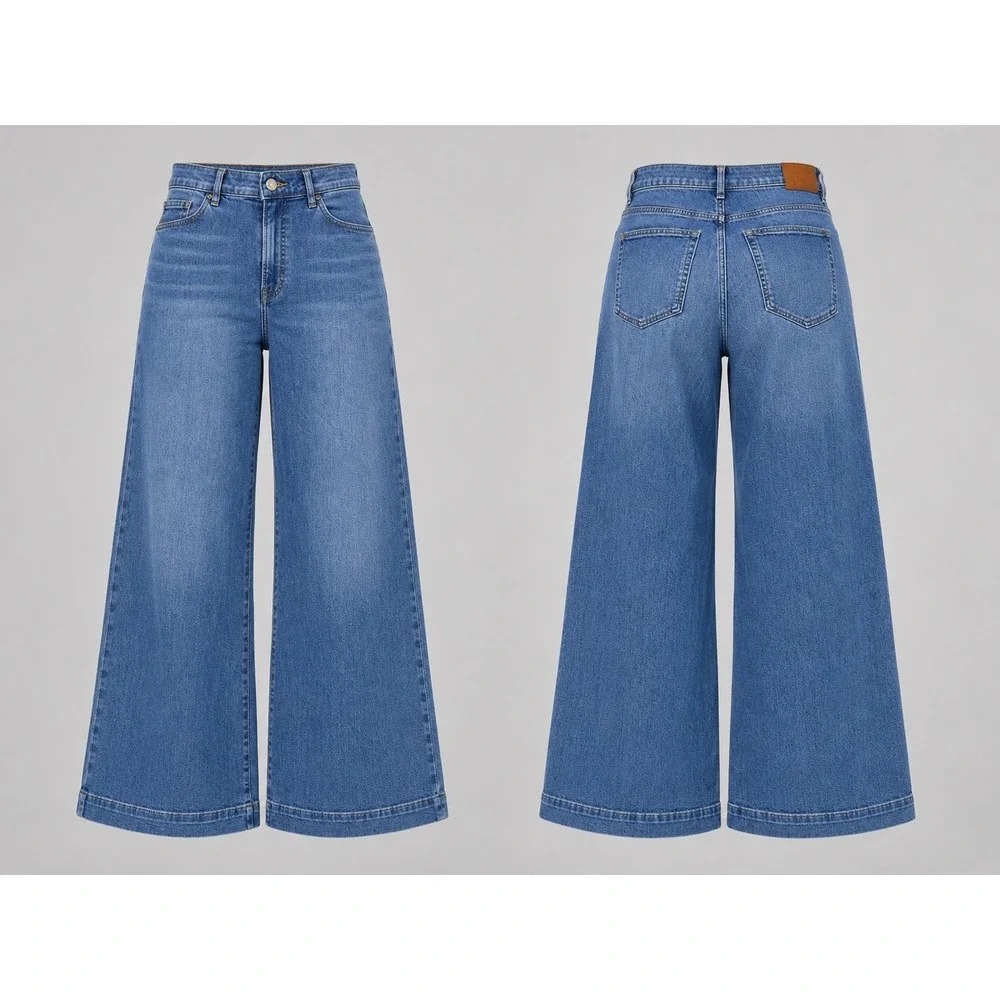 Everlane Jeans Womens 32R Medium Wash  High Rise Wide Leg Relaxed PANTS BOHO Y2K